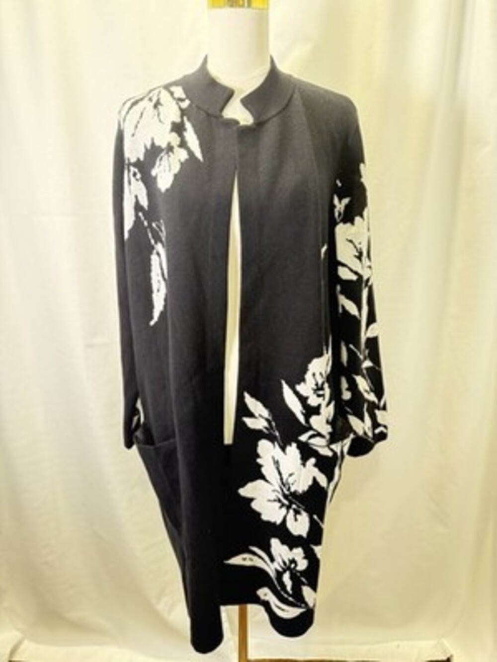 Joie Black Long  Open Front Cardigan Size 1X